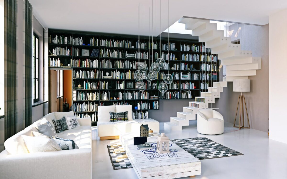 Biblioteca din living revine în amenajări. Cum o integrezi într-un decor modern
