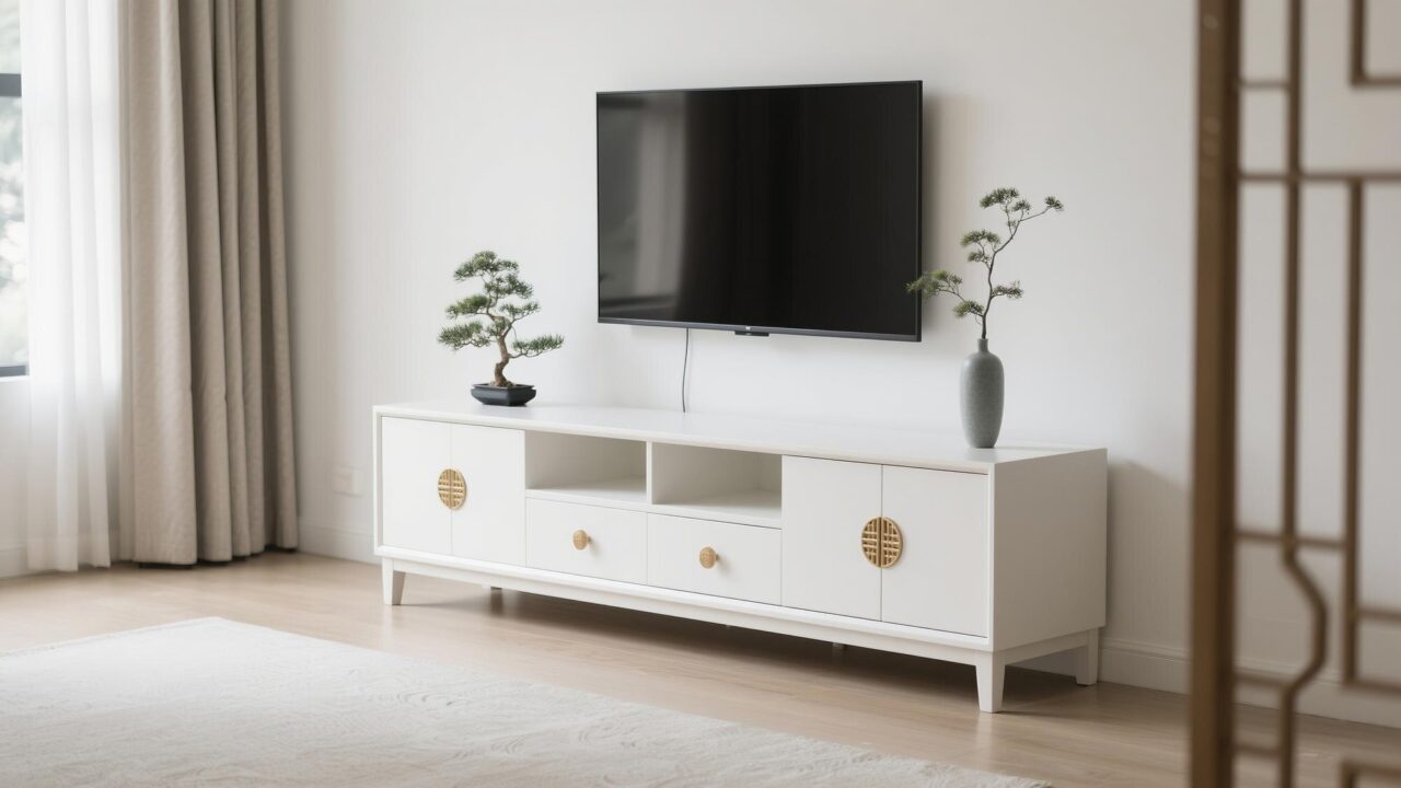 Comode TV albe – modele pentru un decor luminos și modern