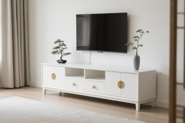 Comode TV albe – modele pentru un decor luminos și modern